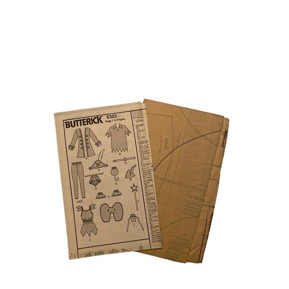 Sewing Pattern 6303 BUTTERICK CAPTAIN HOOK TINKER BELL WINGS ROBIN HOOD Sz 4-14 - Picture 4 of 4